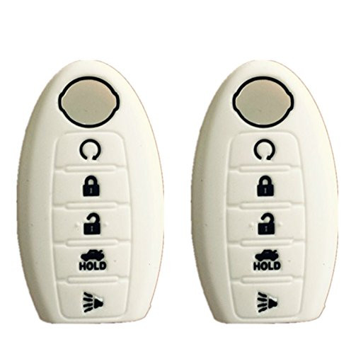 KAWIHEN 2 Pcs Silicone Key Fob Cover Fit for Nissan 5 button Armada Murano Maxima Altima Sedan Pathfinder 285E3 3TP5A KR5S180144014?white?