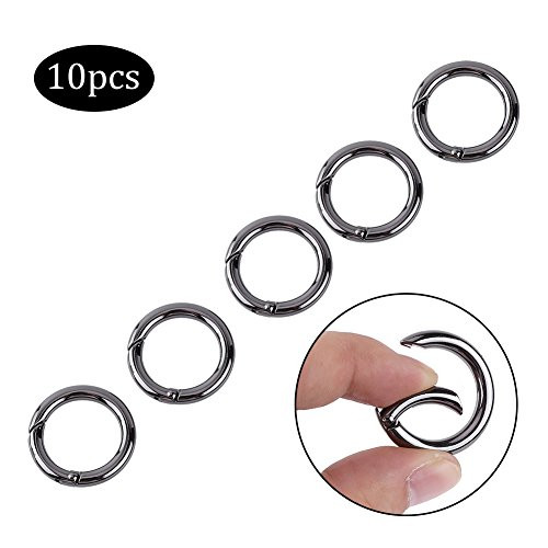 EDC Ring Buckle Locking Carabiners 10PCS Zinc Alloy Round Carabiner Spring Snap Clips Hook Keychain Keyring Buckle