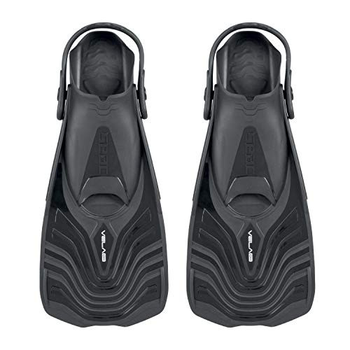 SEAC Vela OH Snorkeling and Pool Swimming Short Fins with Adjustable Strap Black 4 5½US