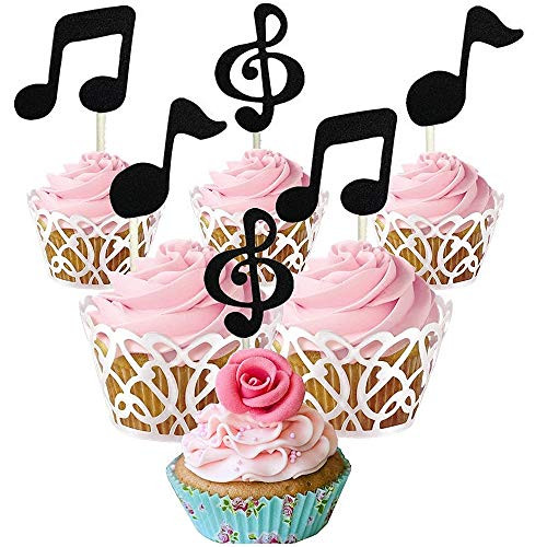 18Pcs Music Cupcake Toppers Decorations Musical Note Cake Topper Picks for Kids Birthday Wedding Baby Shower Musician Themed Party Decor