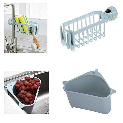 lkjf Kitchen Organizer Set Sink Strainers Basket Kitchen Sink Multifunctional Triangle Storage Holder Sponge Drain Shelf Storage Rack Sink? Faucet Sponge Soap Dishcloth Drain Rack Shelf