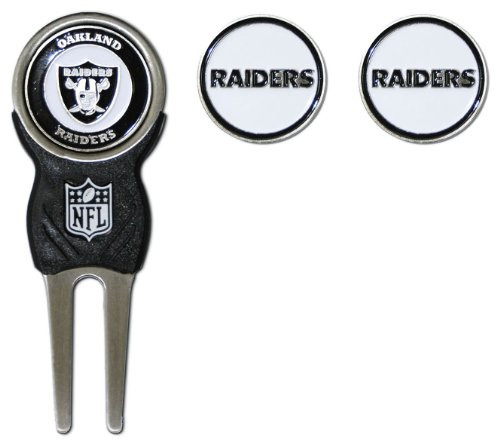 Team Golf NFL Oakland Raiders Divot Tool with 3 Golf Ball Markers Pack Markers are Removable Magnetic Double Sided Enamel