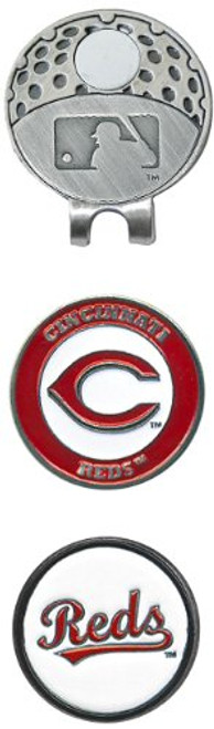 Team Golf MLB Cincinnati Reds Golf Cap Clip with 2 Removable Double Sided Enamel Magnetic Ball Markers Attaches Easily to Hats
