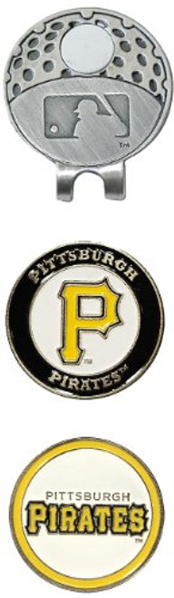 Team Golf MLB Pittsburgh Pirates Golf Cap Clip with 2 Removable Double Sided Enamel Magnetic Ball Markers Attaches Easily to Hats