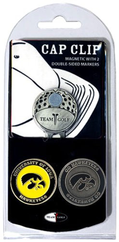 Team Golf NCAA Iowa Hawkeyes Golf Cap Clip with 2 Removable Double Sided Enamel Magnetic Ball Markers Attaches Easily to Hats