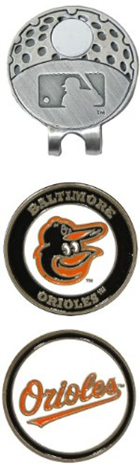 Team Golf MLB Baltimore Orioles Golf Cap Clip with 2 Removable Double Sided Enamel Magnetic Ball Markers Attaches Easily to Hats