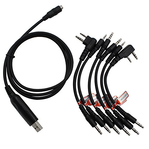 Tenq 6 in 1 USB Programming Programmer Cloning Cable Cord for Motorola HYT Icom Baofeng Kenwood Yaesu Vertex TYT Quansheng Puxing Linton Wouxun Baofeng KST Weierwei Radios