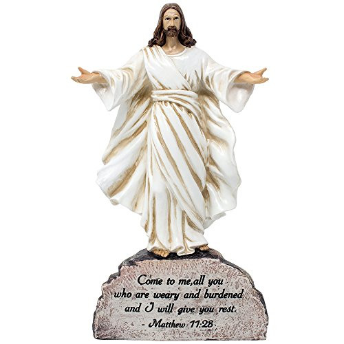 Decorative Jesus Standing on Rock Statue with Inspirational Bible Verse for Christian Home Decor Sculptures and Figurines As Spiritual Shelf Decorations Or Religious Gifts for Christmas and Easter Decorative Jesus Standing on Rock Statue with Inspirational Bible Verse for Christian Home Decor Sculptures and Figurines As Spiritual Shelf Decorations Or Religious Gifts for Christmas and Easter