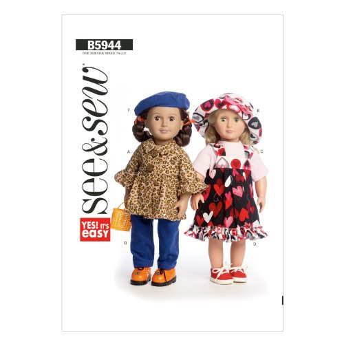 Butterick Patterns B5944 Doll Clothes Sewing Template, 18-Inch