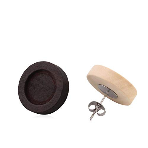 Chuyau 40pcs 12mm Wood Earring Studs Cabochon Blanks Round Bezel Pendant Trays for DIY Jewelry Making  2 Colors Chuyau 40pcs 12mm Wood Earring Studs Cabochon Blanks Round Bezel Pendant Trays for DIY Jewelry Making  2 Colors