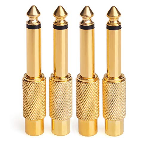 1/4 to RCA, NANYI- RCA to 1/4 Adapter RCA Female to 6.35mm 1/4 inch Male Mono TS Interconnect Audio Adapter Conversion Plug Adaptor Gold Plated-4 Pack