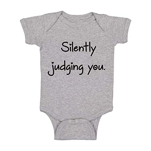 Silently Judging You   Boss Baby Sarcasm   Funny Cute Infant Creeper One Piece Baby Bodysuit  Light Grey 6 Months