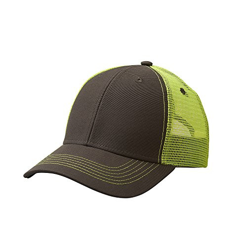 Ouray Sportswear Sideline Mesh Cap Dark Grey Neon Yellow Adjustable
