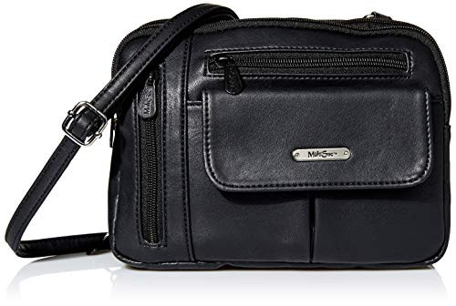 MultiSac Zippy Triple Compartment Crossbody Bag Black Vintage Nappa