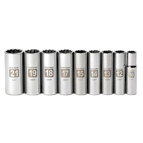 Craftsman 9 pc Metric Easy to Read Socket Accessory Set 12 pt Deep 3 8 in Drive 9 34568