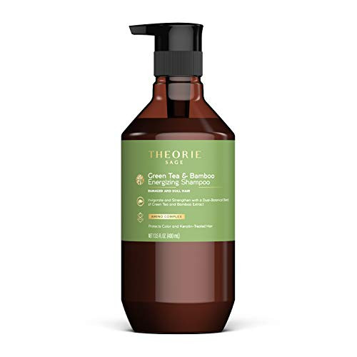 Theorie  Sage   Green Tea   Bamboo   Energizing Shampoo   Invigorate   Strengthen   Damaged   Dull Hair   Protects Color   Keratin Treated Hair  135 FlOz   400 mL
