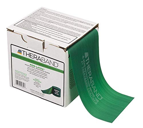 TheraBand Resistance Band 25 Yard Roll Heavy Green Non Latex Professional Elastic Bands For Upper Lower Body Exercise Workouts Physical Therapy Pilates Rehab Dispenser Box Intermediate Level 1 TheraBand Resistance Band 25 Yard Roll Heavy Green Non Latex Professional Elastic Bands For Upper Lower Body Exercise Workouts Physical Therapy Pilates Rehab Dispenser Box Intermediate Level 1