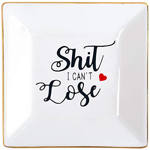 Kaidouma Funny Ring Dish for Women Ceramic Decorative Jewelry Trinket Tray Birthday for Sister Friend