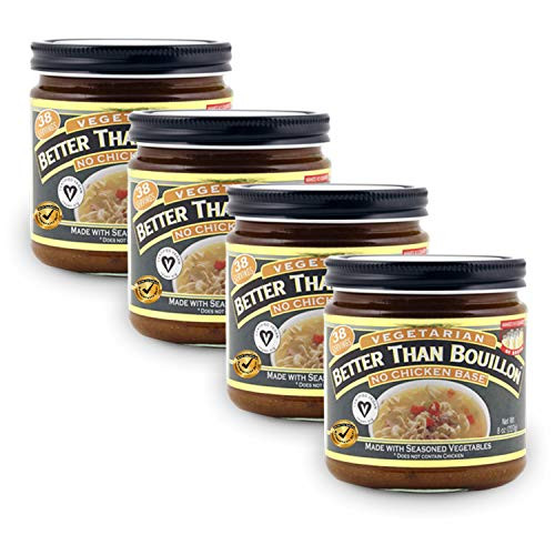 Better Than Bouillon Vegetarian No Chicken Base 8 oz Pack of 4 with BTB Seal of Authenticity Better Than Bouillon Vegetarian No Chicken Base 8 oz Pack of 4 with BTB Seal of Authenticity