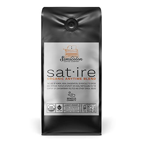 SATIRE ORGANIC ANYTIME BLEND, 12 oz. Bag, Ground Coffee, Artisan Crafted, Small Batch Roasted, Fair Trade Certified, Light Roast, USDA Certified Organic, 100% Specialty Grade Arabica Coffee SATIRE ORGANIC ANYTIME BLEND, 12 oz. Bag, Ground Coffee, Artisan Crafted, Small Batch Roasted, Fair Trade Certified, Light Roast, USDA Certified Organic, 100% Specialty Grade Arabica Coffee