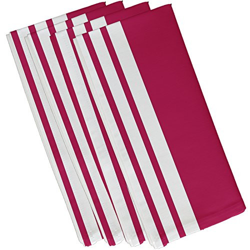E By Design Big   Bold Stripe Decorative Napkin 19  by 19  Fuchsia