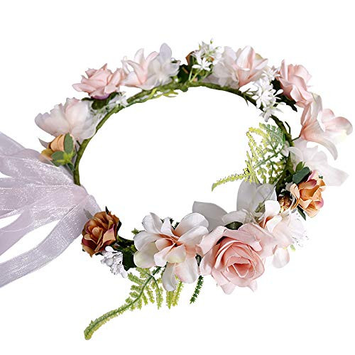 Flower Headband LKAKA Flower Headband Wreath Crown Floral Wedding Garland Wedding Festivals Photo Props  Flower 01