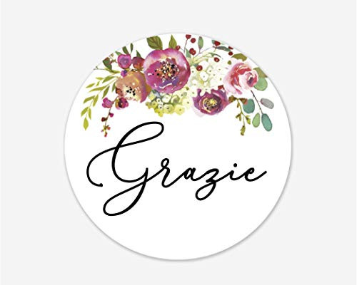 Grazie Stickers Italian Wedding and Bridal Shower Event Favor Labels   379 012