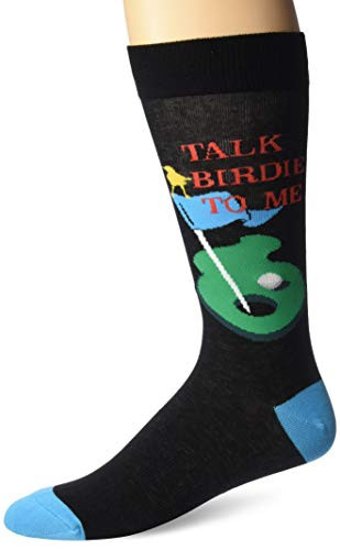 K Bell Men s Play on Words Novelty Crew Socks talk Birdie To Me  black  Shoe Size  6 12