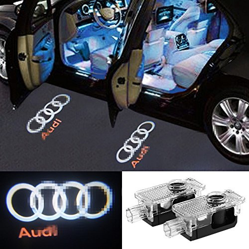 2 Pcs Audi Car Door LED Logo Light Laser Projector Lights Ghost Shadow Welcome Lamp Easy Installation for Audi A1 A3 A4 A5 A6 A7 A8 Q3 Q7 R8 TT