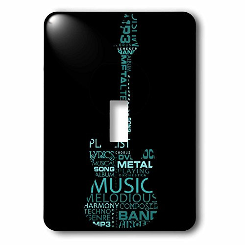 3dRose lsp_101439_1"The Word Music Shaped Like A Guitar In Turquoise" Single Toggle Switch Multicolor
