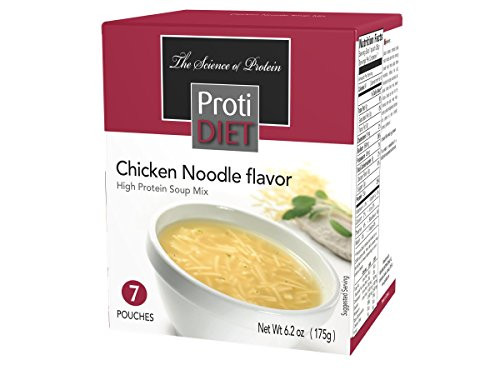 ProtiDIET Chicken Noodle Soup  7 Pouches  High Protein Delicious Chicken Noodle Soup Mix No Sugar Meal Replacement No Trans Fat 15G Protein 90 Calories 62 oz