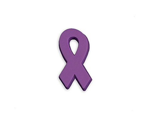 50 Pack Alzheimers Awareness Purple Ribbon Silicone Pins  50 Pins in a Bag