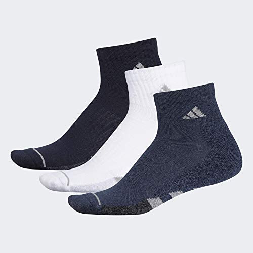 adidas Men s Cushioned Quarter Socks  3 Pair  Legend Ink Blue   Tech Ink Grey Marl Black   Onix Marl Large  Shoe Size 6 12