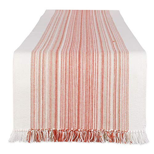 DII Fringed Collection Tabletop Table Runner 14x72 Pimento
