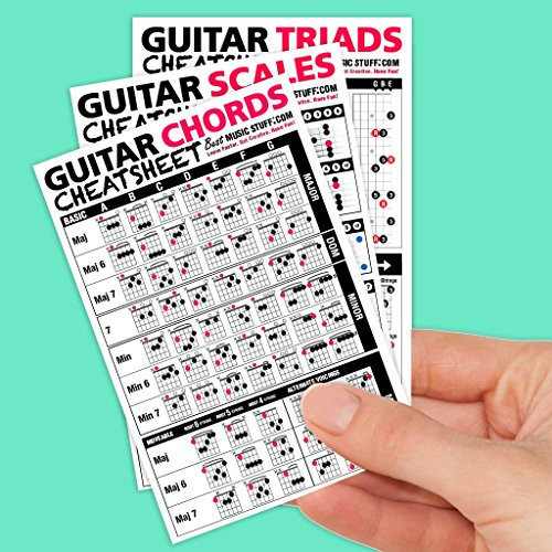 Guitar Cheatsheets Bundle  Chords Scales and Triads Cheatsheet  Laminated Pocket Reference  SMALL   4 in x 6 in