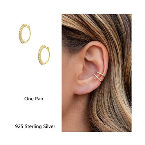 Fake Hoop Earrings CZ Cubic Zirconia Cartilage Earring 925 Sterling Silver Earings Ear Cuff Dainty Minimal Conch Piercing Non Pierced Ear Pods Clip on Earrings Jewelry for Women Girls Gold Fake Hoop Earrings CZ Cubic Zirconia Cartilage Earring 925 Sterling Silver Earings Ear Cuff Dainty Minimal Conch Piercing Non Pierced Ear Pods Clip on Earrings Jewelry for Women Girls Gold