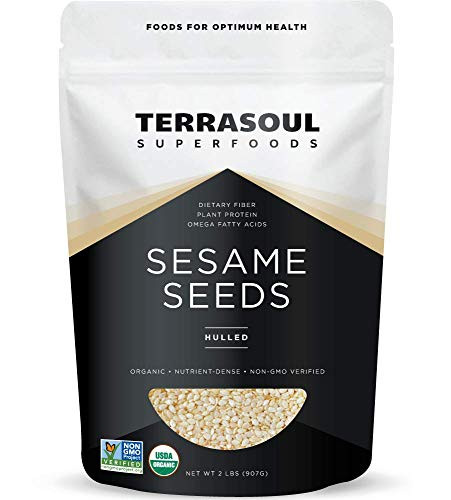 Terrasoul Superfoods Organic Hulled Sesame Seeds 2 Lbs   Perfect for Tahini   Gluten free   Raw