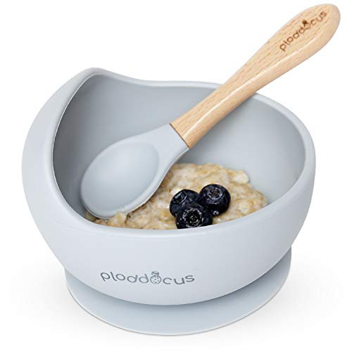 Ploddocus Suction Bowl for Toddlers with Baby Spoon   BPA Free   Toddler Bowls with Suction   Silicone Baby Bowl   Suction Cup Bowls for Babies Baby Bowls with Suction Suction Bowls Baby Suction Bowl