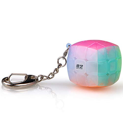 CuberSpeed Qiyi Mini 3x3 Keychain Cube Jelly 3cm Keyring Cube Mofangge Magic Cube Jelly Keychain 30 Speed Cube