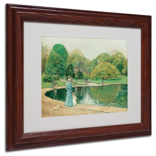 Central Park by Childe Hassam with Wood Frame Artwork, 11 by 14-Inch