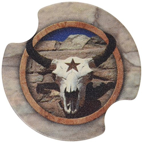 Thirstystone Cow Skull Western Star Car Cup Holder Coaster 2 Pack