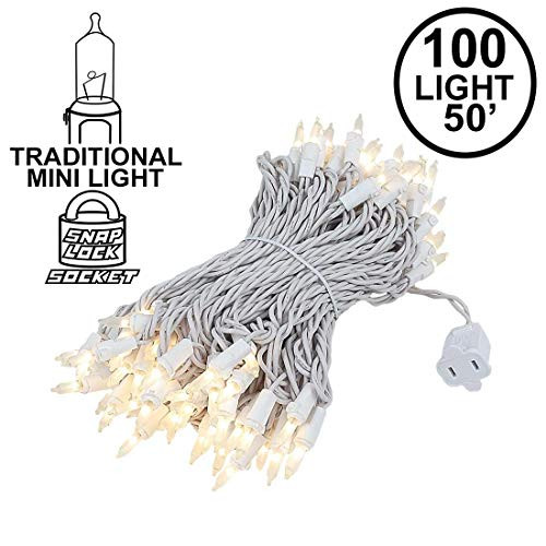 Novelty Lights 100 Light Frosted White Christmas Wedding Mini String Light Set White Wire Indoor Outdoor UL Listed 50  Long