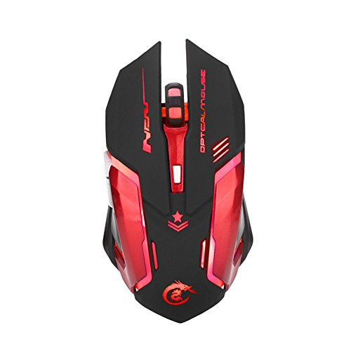 USB Wired Athletics Gaming Mouse Mice - PerryLee 3200DPI 6 Buttons LED Optical Macro Programming Pro Gamer Game Computer Mouse Cable Mouse for Laptop & PC 4 Color Breathing Lights ergonomic