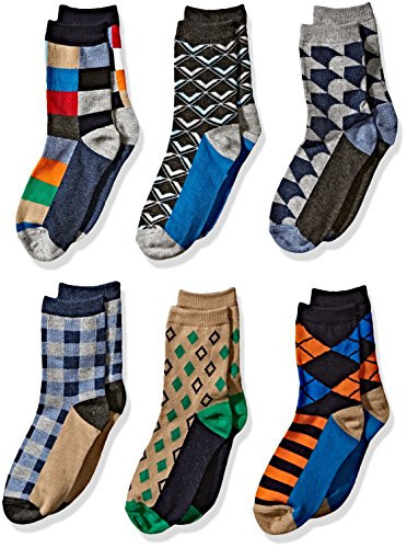 Jefferies Socks Boys  Little Fun Colorful Dress Crew Socks 6 Pair Pack multi Medium