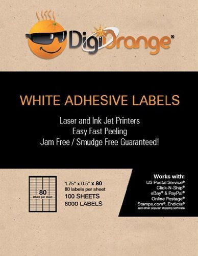 DigiOrange Return Address Labels 8000 White Laser & Inkjet Labels 1.75" x 0.5"