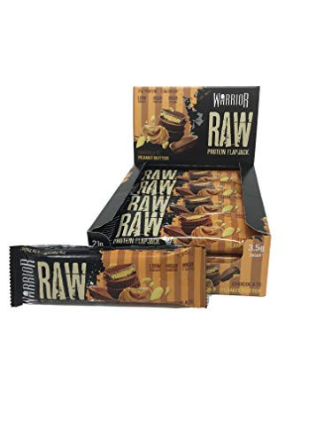 Warrior Raw HIGH Protein Bars  21g Protein Each  Low Sugar Chewy Granola Bars Peanut Butter Chocolate   Pack of 12 Snack Bars