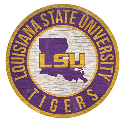Fan Creations NCAA LSU Tigers 12  Circle with State and Team Logo Wood Sign