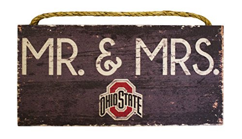 Fan Creations NCAA Ohio State Buckeyes 12  x 6  Mr and Mrs Wood Sign