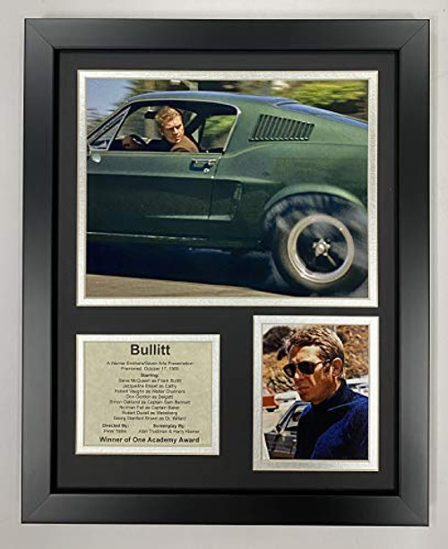 Legends Never Die Bullitt Movie  Steve McQueen Collectible   Framed Photo Collage Wall Art Decor   12 x15