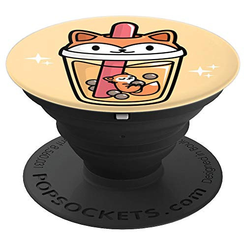 Boba Tea Bubble Tea   Cute Kawaii Fox PopSockets Grip and Stand for Phones and Tablets